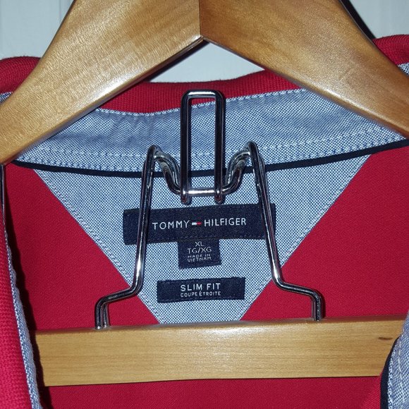 Men's Red Tommy Hilfiger Slim Fit Polo Shirt in XL - Picture 3 of 8